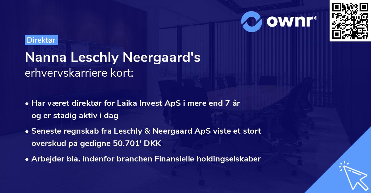 Nanna Leschly Neergaard's erhvervskarriere kort
