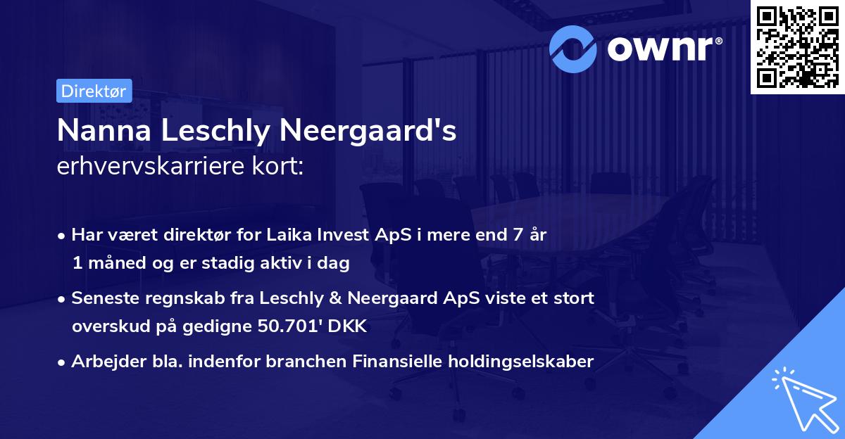Nanna Leschly Neergaard's erhvervskarriere kort