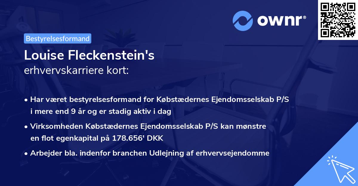 Louise Fleckenstein's erhvervskarriere kort