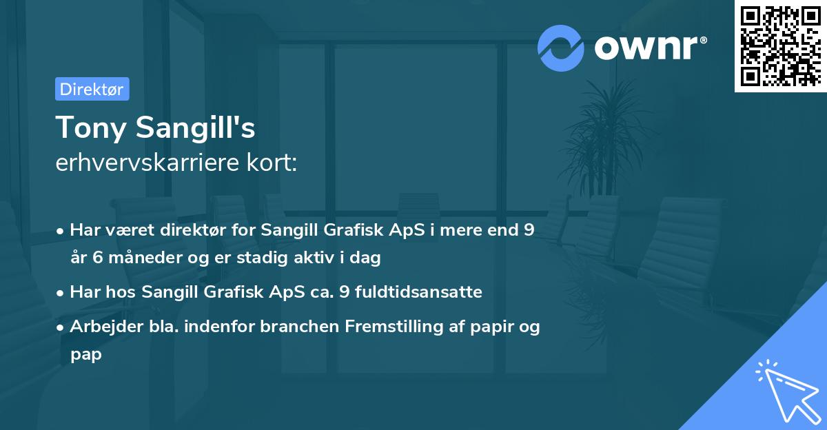 Tony Sangill's erhvervskarriere kort