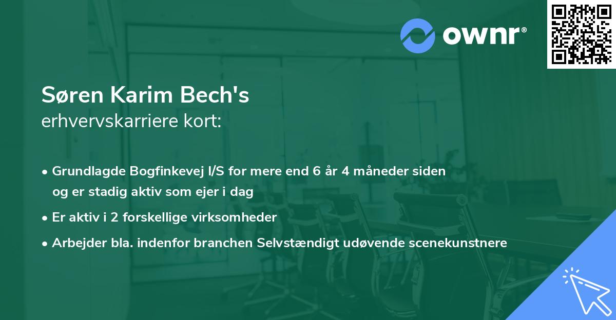 Søren Karim Bech's erhvervskarriere kort