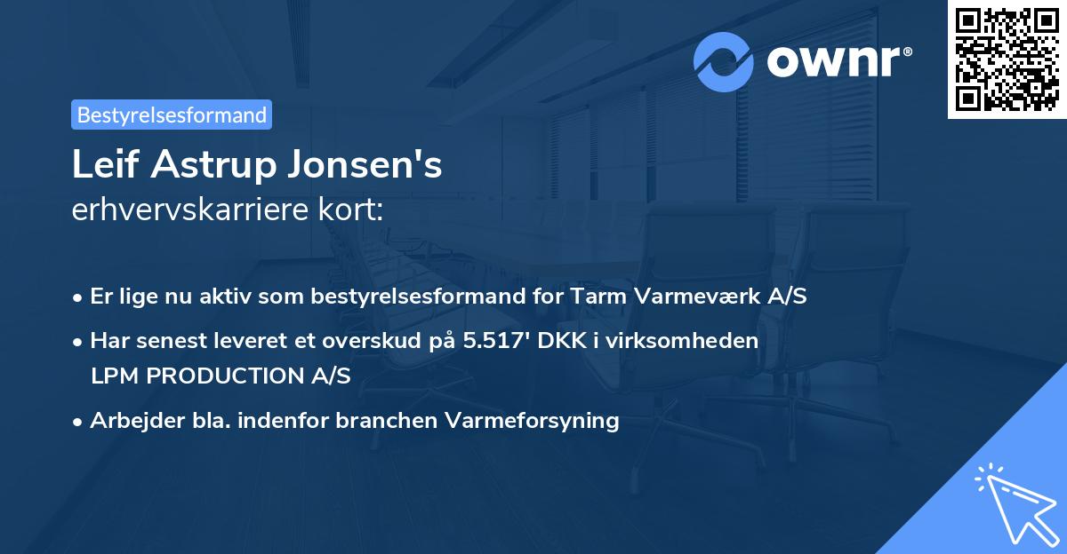 Leif Astrup Jonsen's erhvervskarriere kort