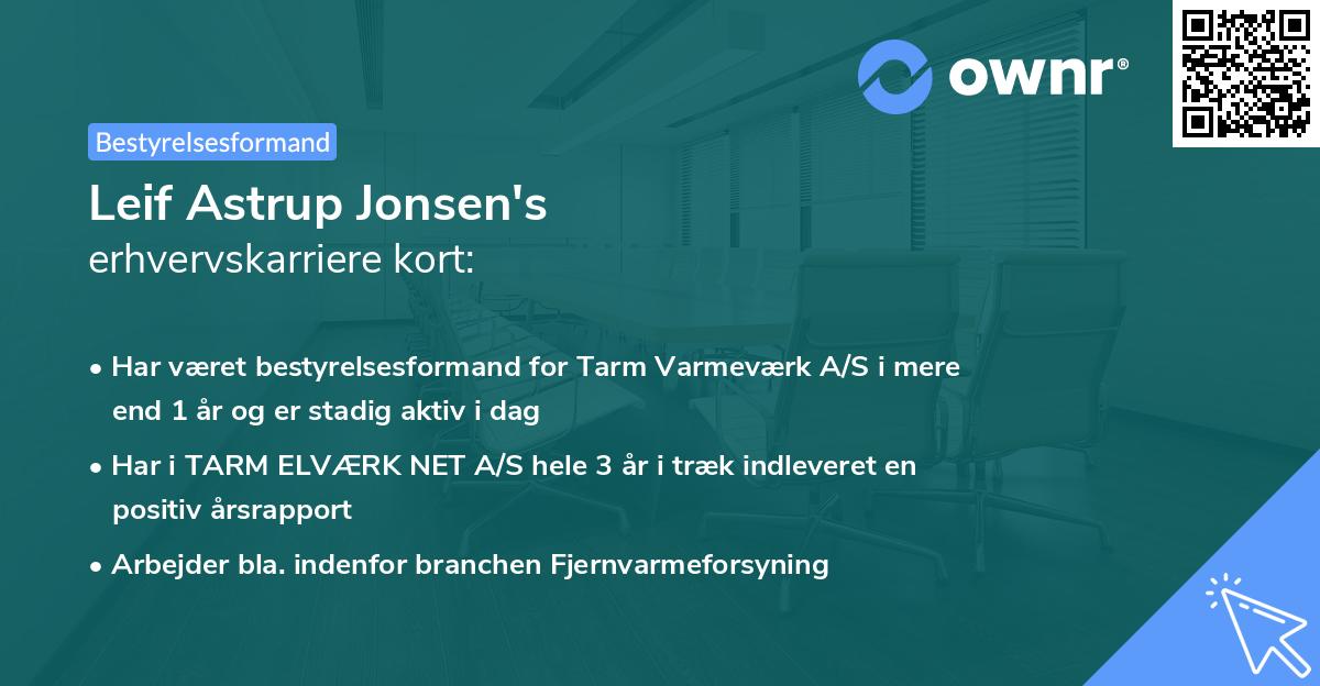 Leif Astrup Jonsen's erhvervskarriere kort