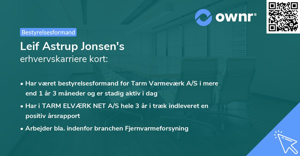 Leif Astrup Jonsen's erhvervskarriere kort