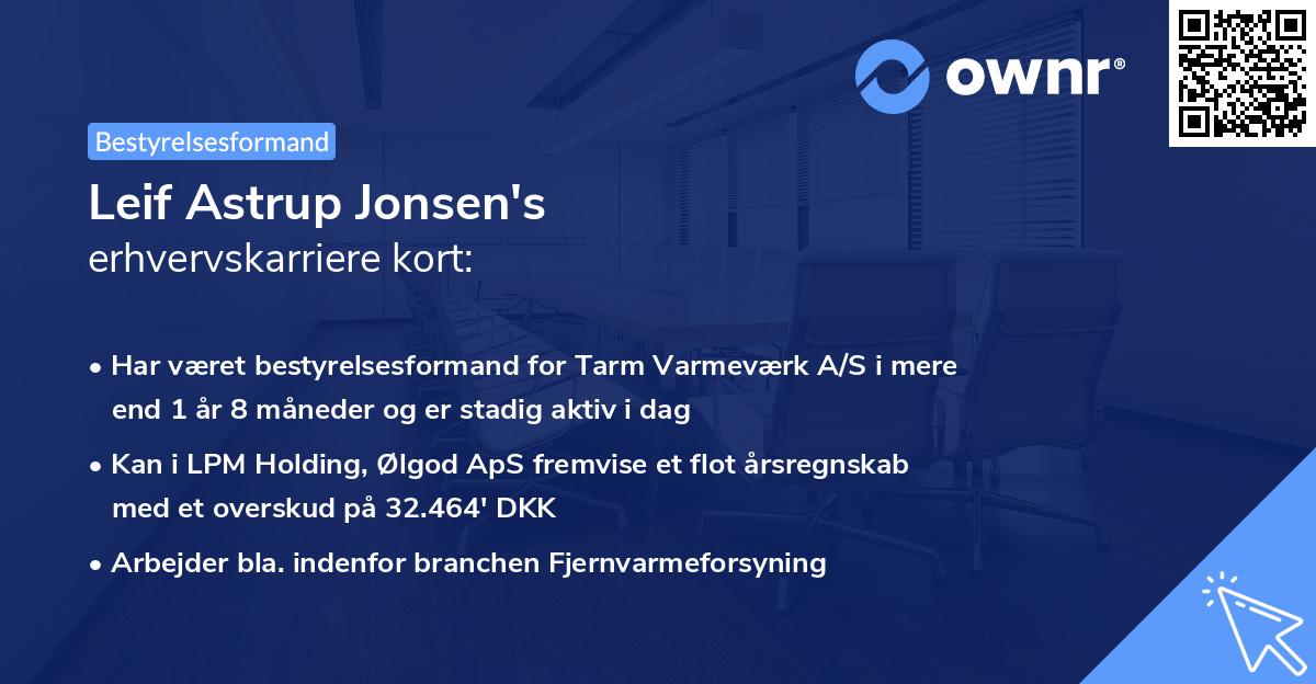 Leif Astrup Jonsen's erhvervskarriere kort