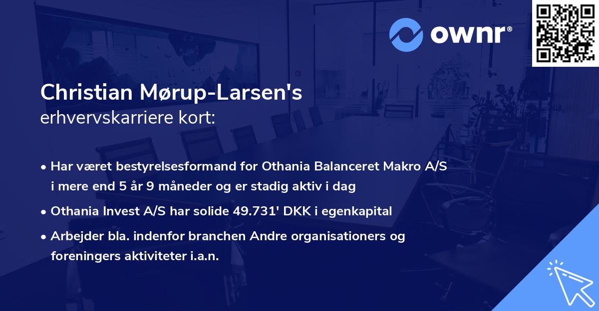 Christian Mørup-Larsen's erhvervskarriere kort