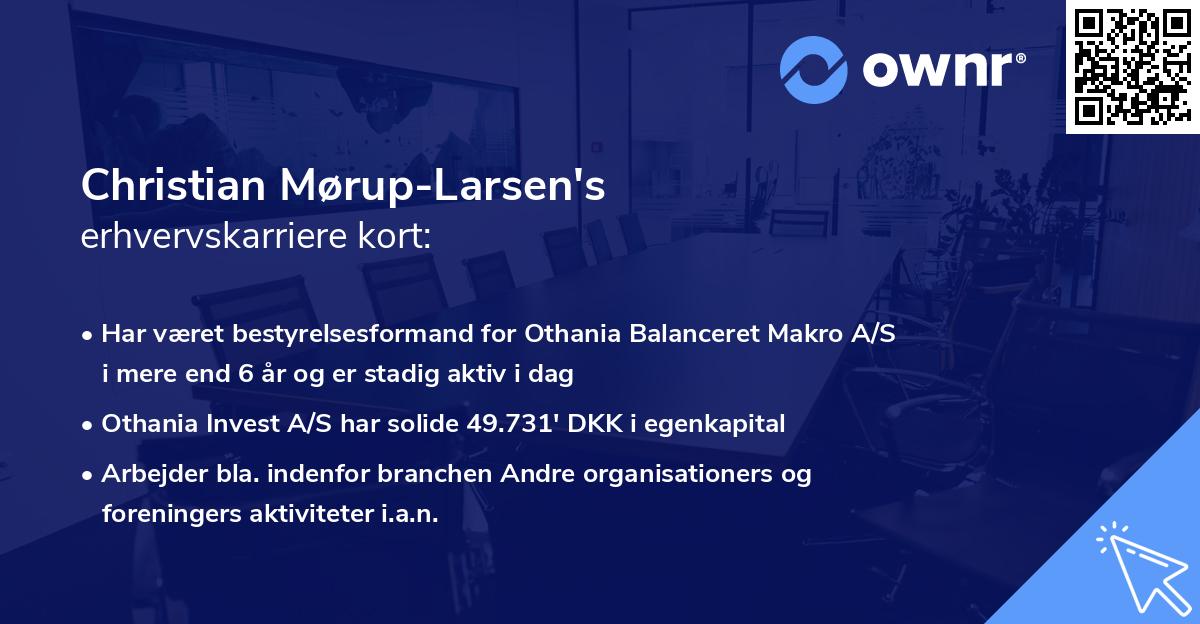 Christian Mørup-Larsen's erhvervskarriere kort