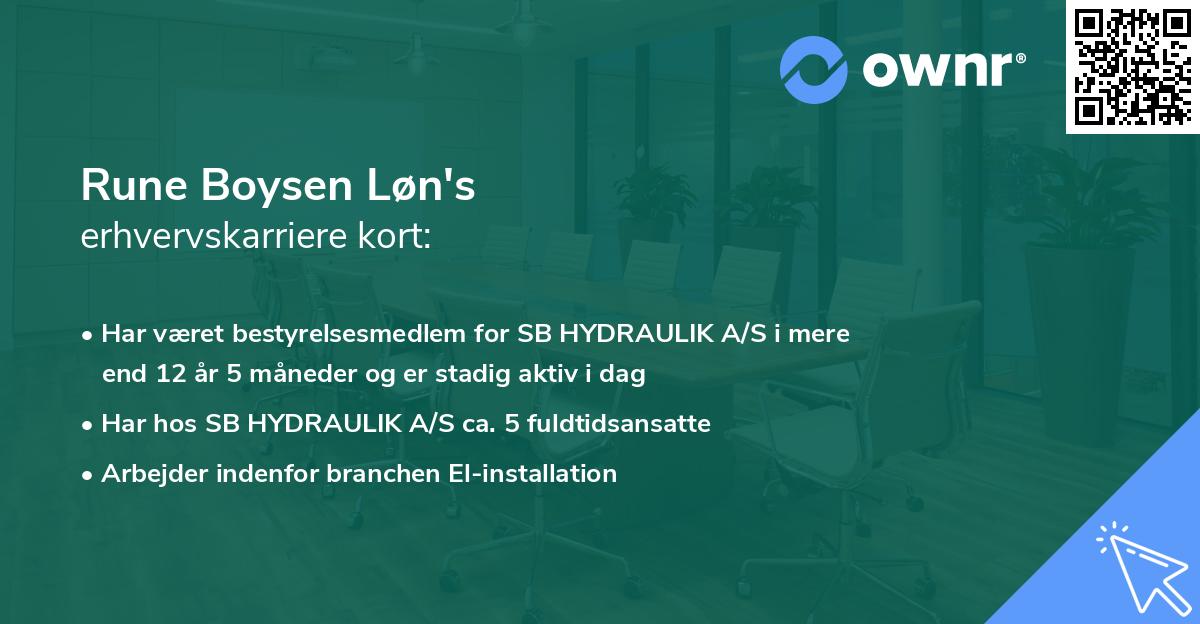 Rune Boysen Løn's erhvervskarriere kort