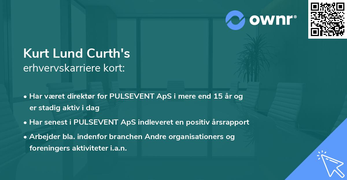 Kurt Lund Curth's erhvervskarriere kort