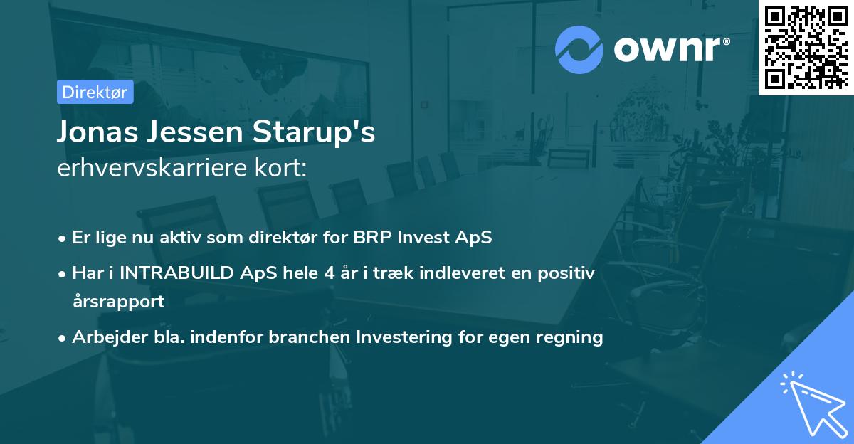 Jonas Jessen Starup's erhvervskarriere kort