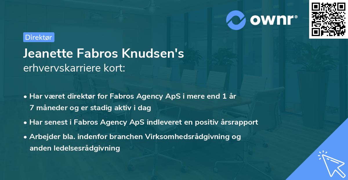 Jeanette Fabros Knudsen's erhvervskarriere kort