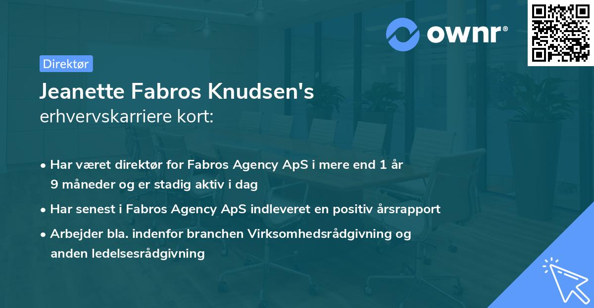 Jeanette Fabros Knudsen's erhvervskarriere kort