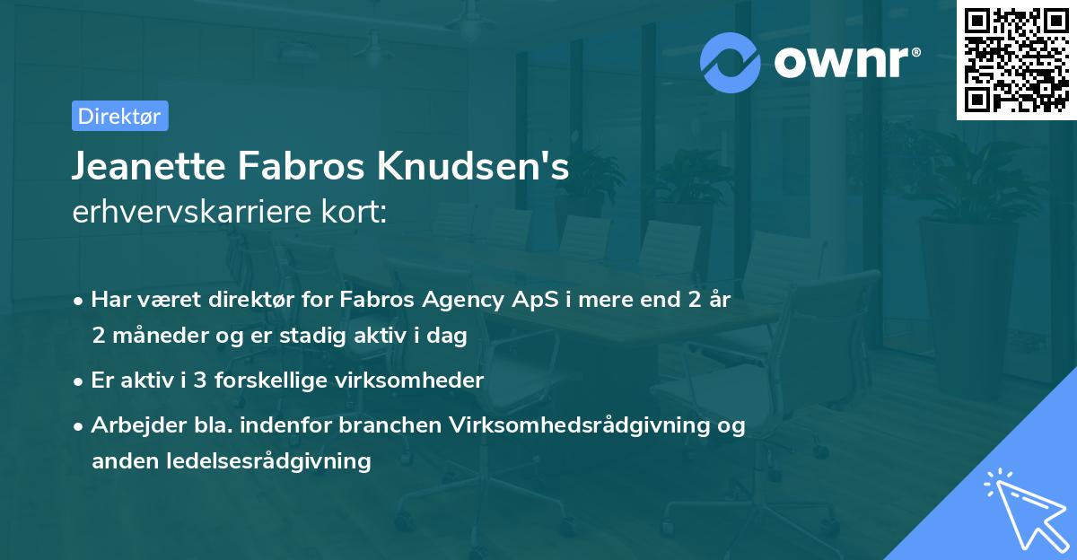 Jeanette Fabros Knudsen's erhvervskarriere kort