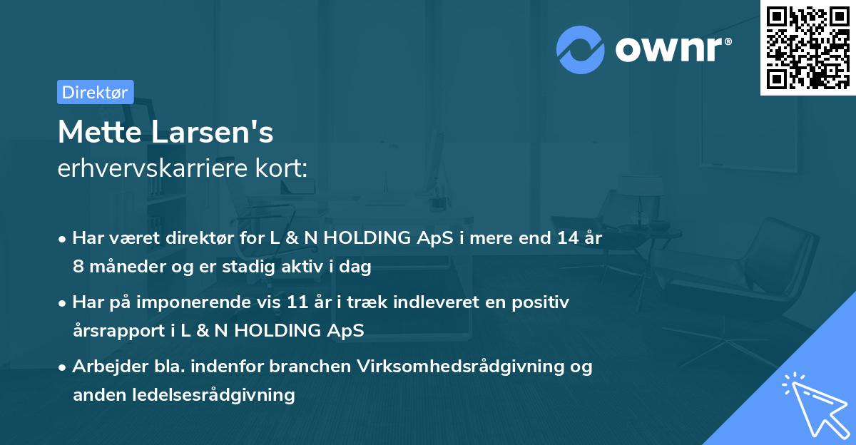 Mette Larsen's erhvervskarriere kort