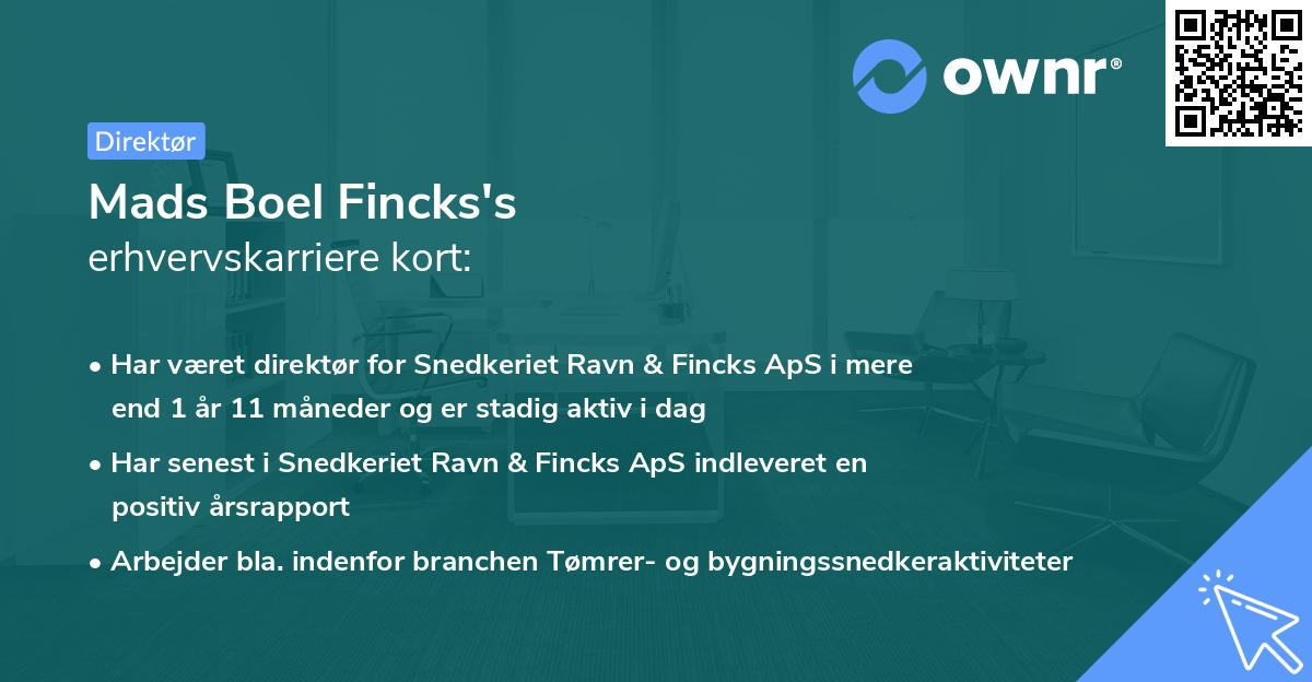 Mads Boel Fincks's erhvervskarriere kort