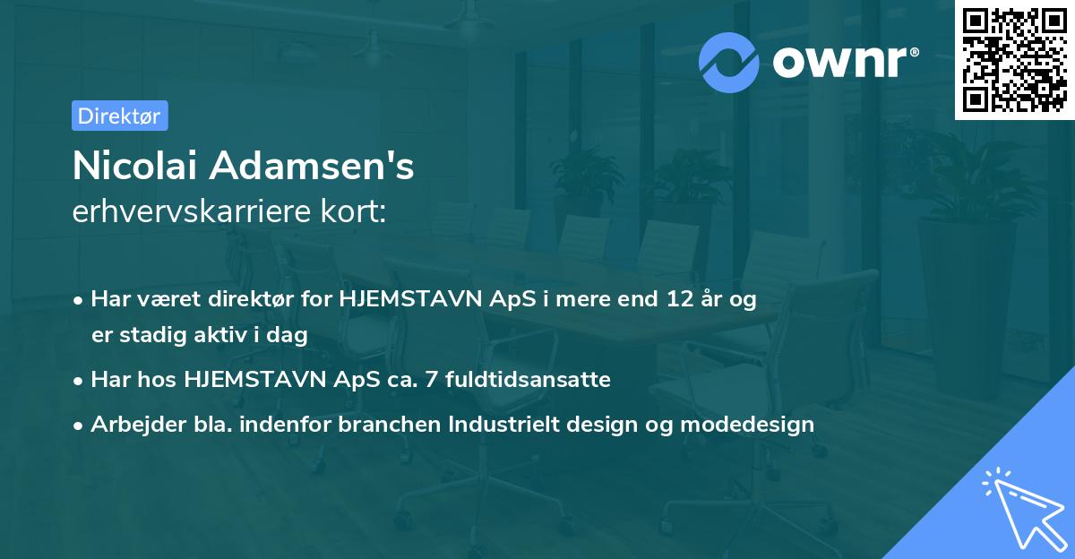 Nicolai Adamsen's erhvervskarriere kort