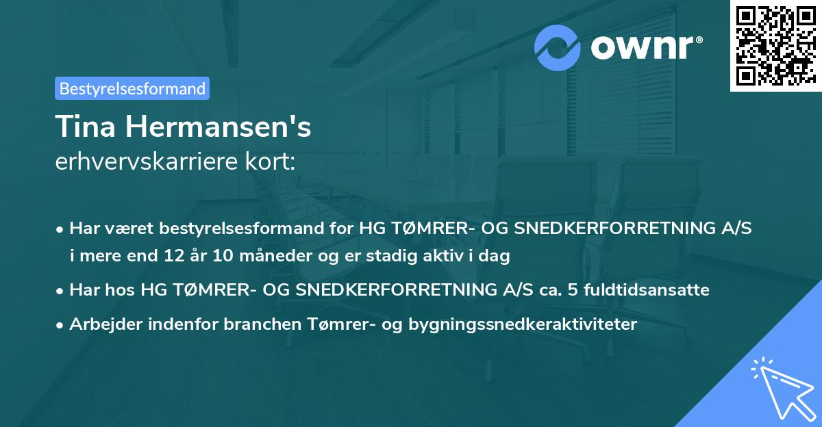 Tina Hermansen's erhvervskarriere kort