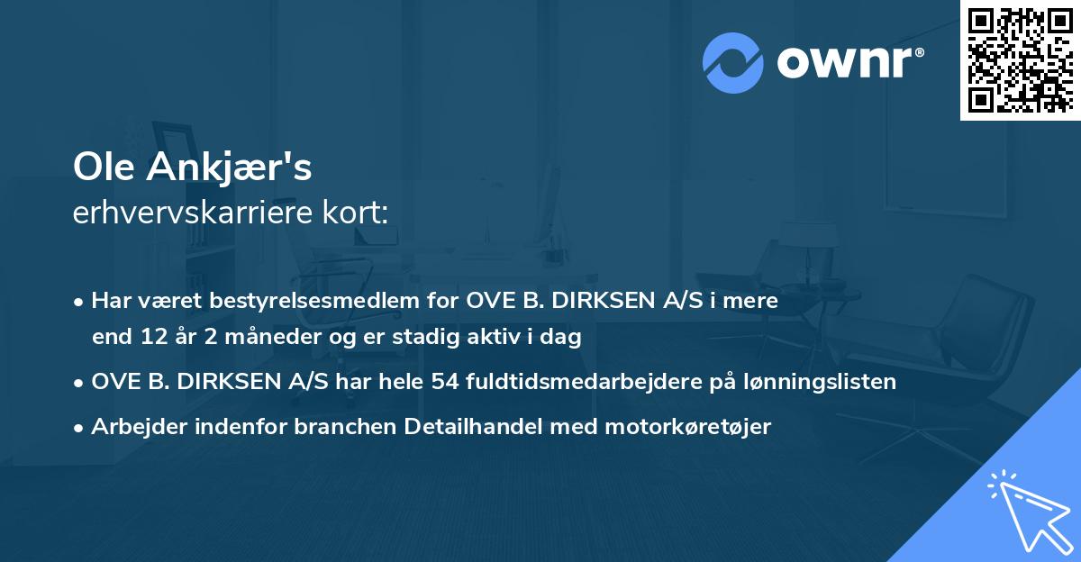 Ole Ankjær's erhvervskarriere kort