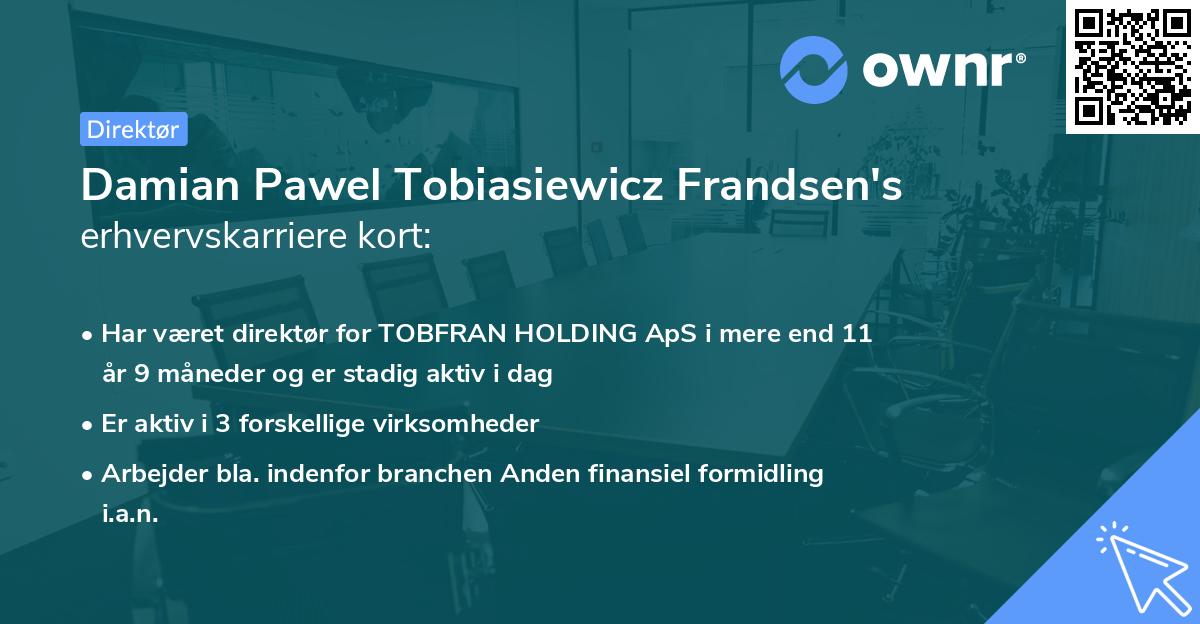 Damian Pawel Tobiasiewicz Frandsen's erhvervskarriere kort