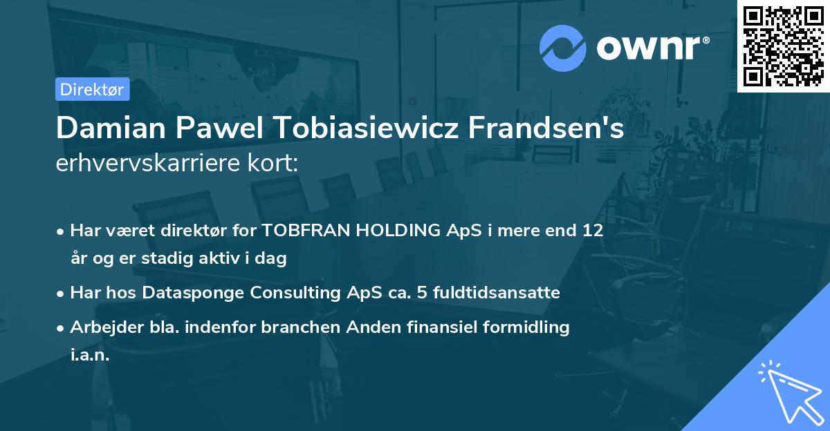 Damian Pawel Tobiasiewicz Frandsen's erhvervskarriere kort
