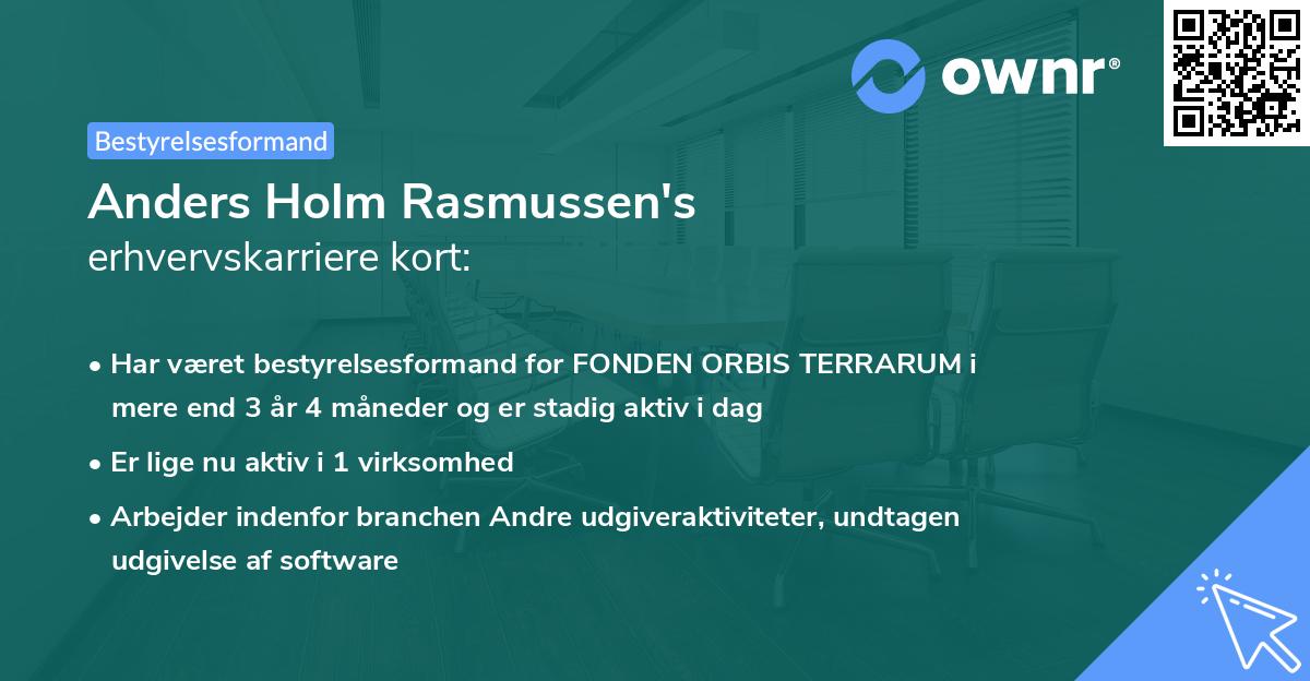Anders Holm Rasmussen's erhvervskarriere kort