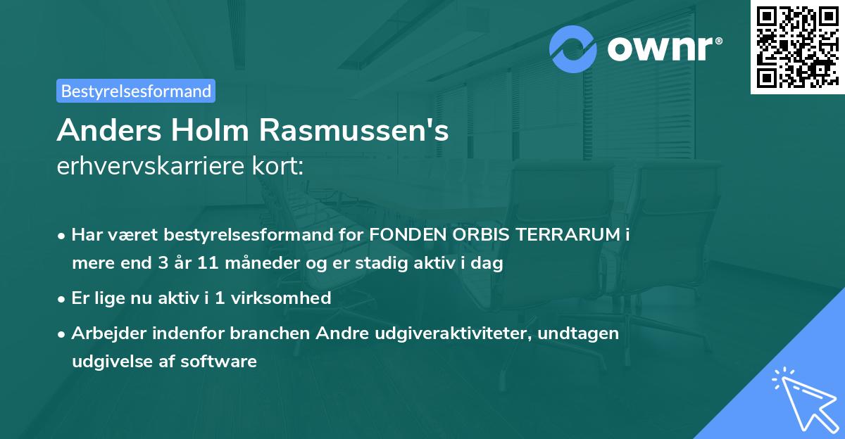 Anders Holm Rasmussen's erhvervskarriere kort