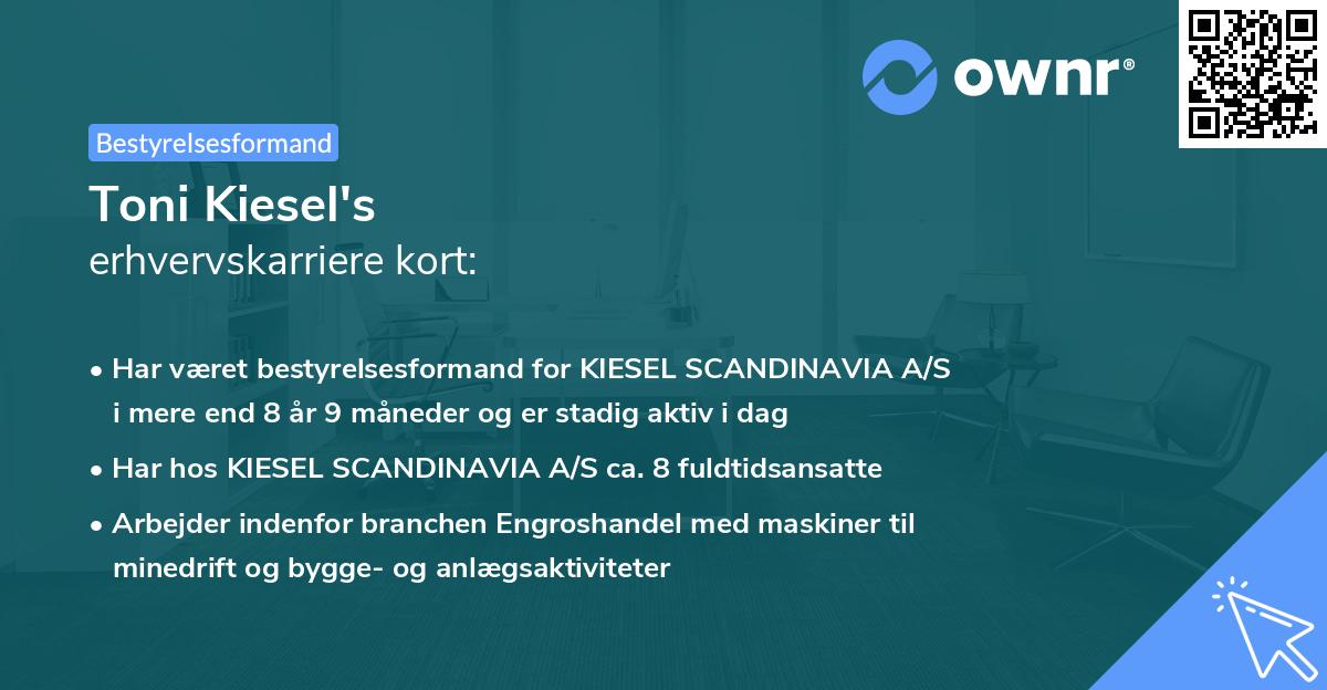 Toni Kiesel's erhvervskarriere kort