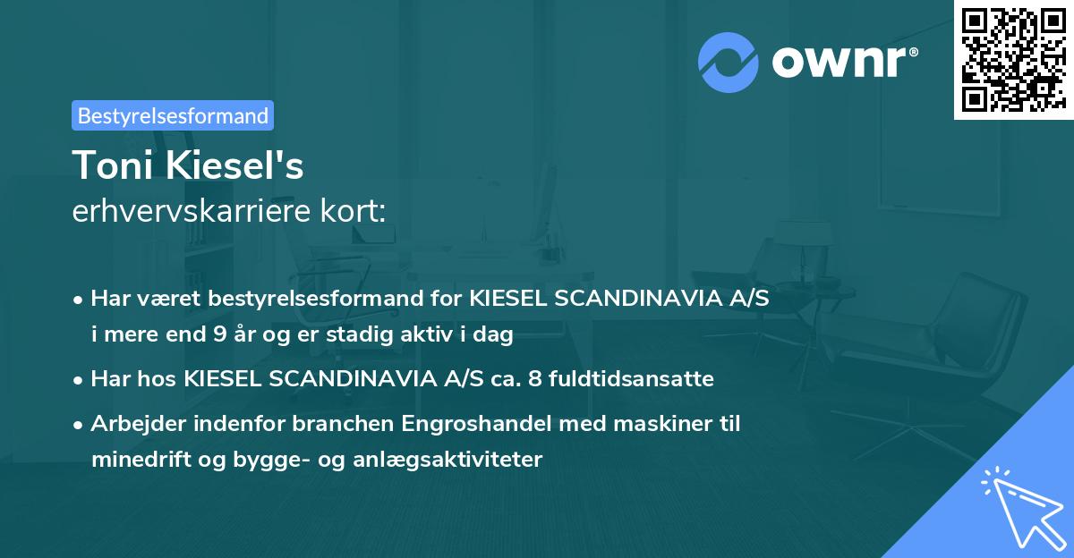 Toni Kiesel's erhvervskarriere kort