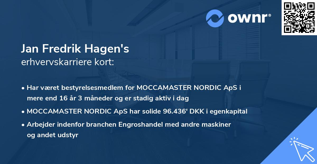 Jan Fredrik Hagen's erhvervskarriere kort