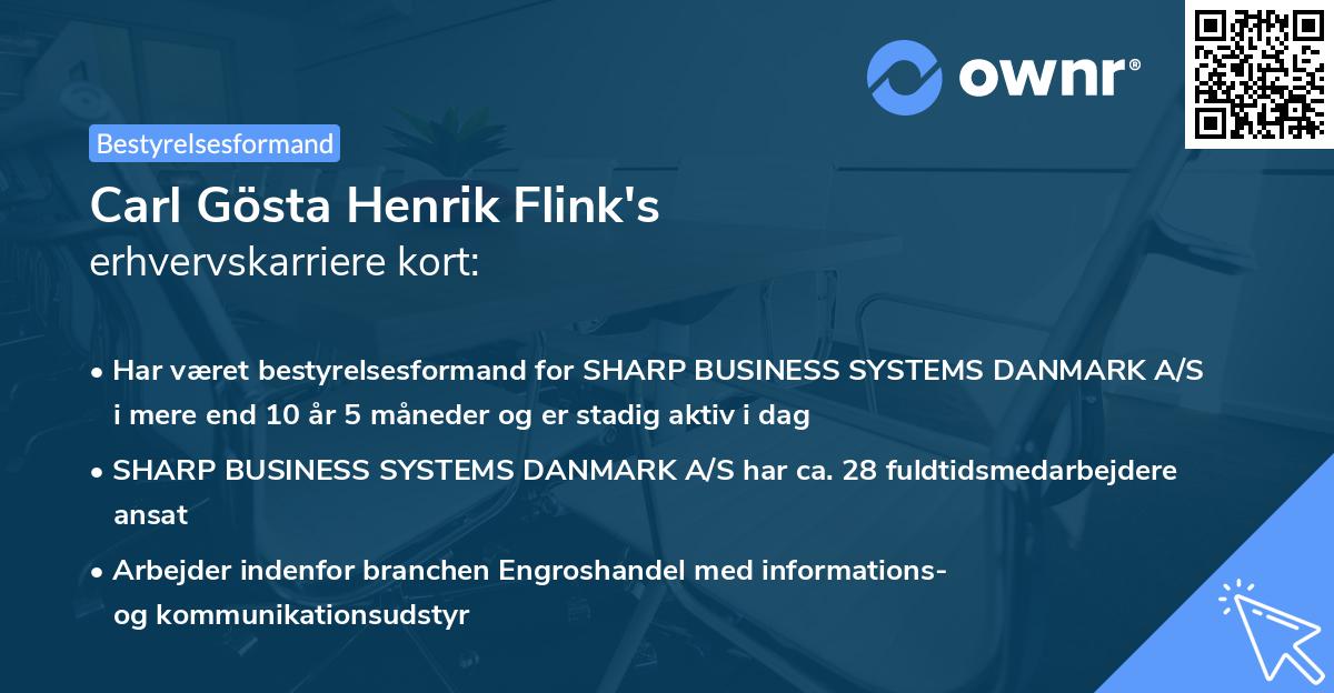 Carl Gösta Henrik Flink's erhvervskarriere kort