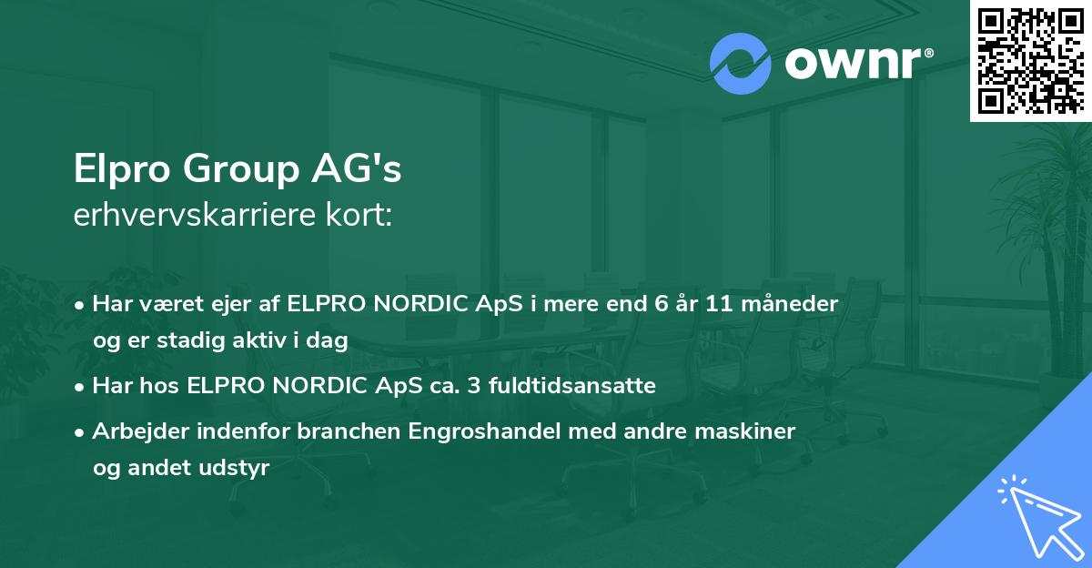 Elpro Group AG's erhvervskarriere kort