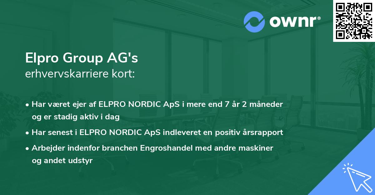 Elpro Group AG's erhvervskarriere kort