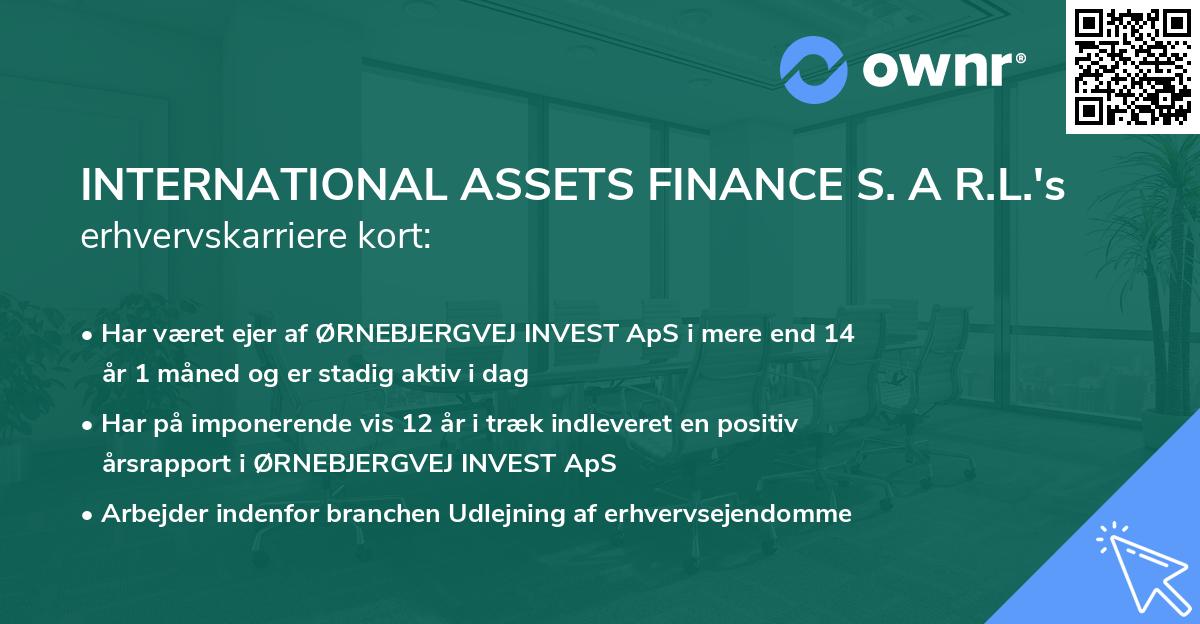 INTERNATIONAL ASSETS FINANCE S. A R.L.'s erhvervskarriere kort