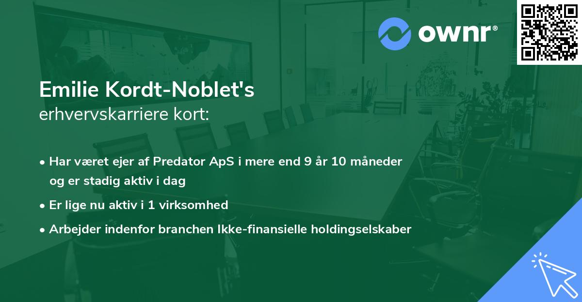 Emilie Kordt-Noblet's erhvervskarriere kort