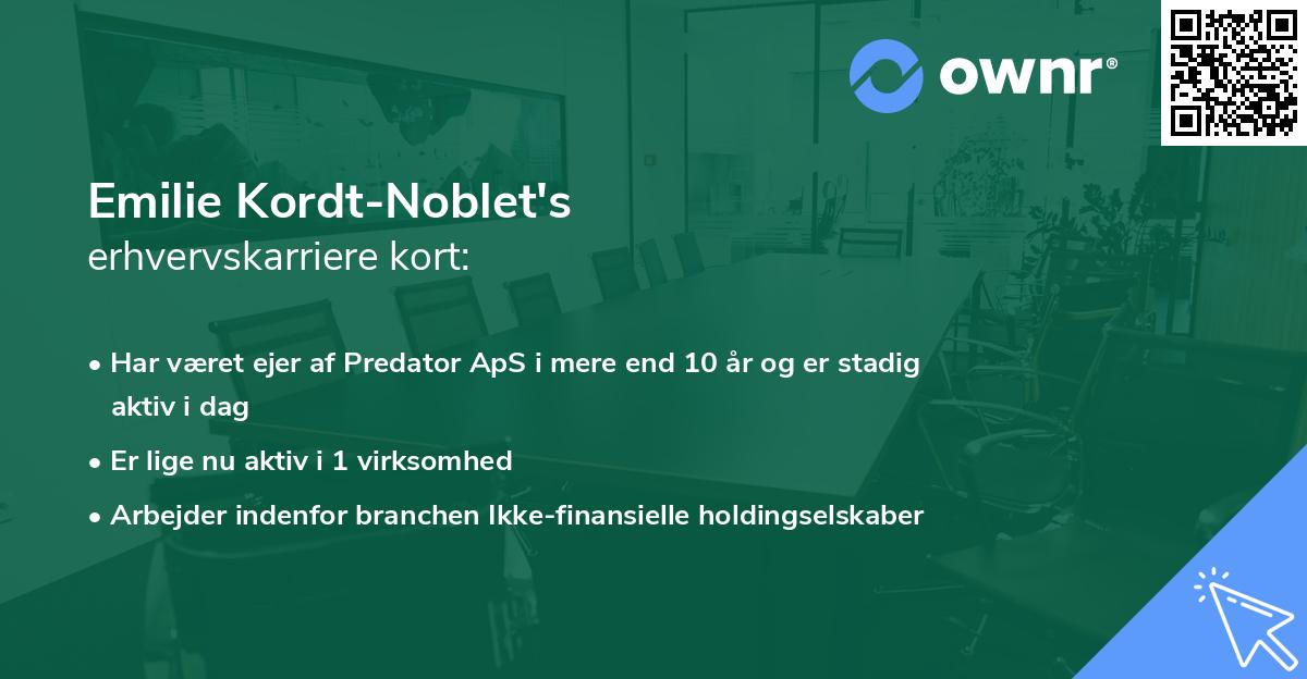 Emilie Kordt-Noblet's erhvervskarriere kort