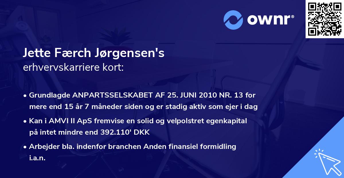 Jette Færch Jørgensen's erhvervskarriere kort