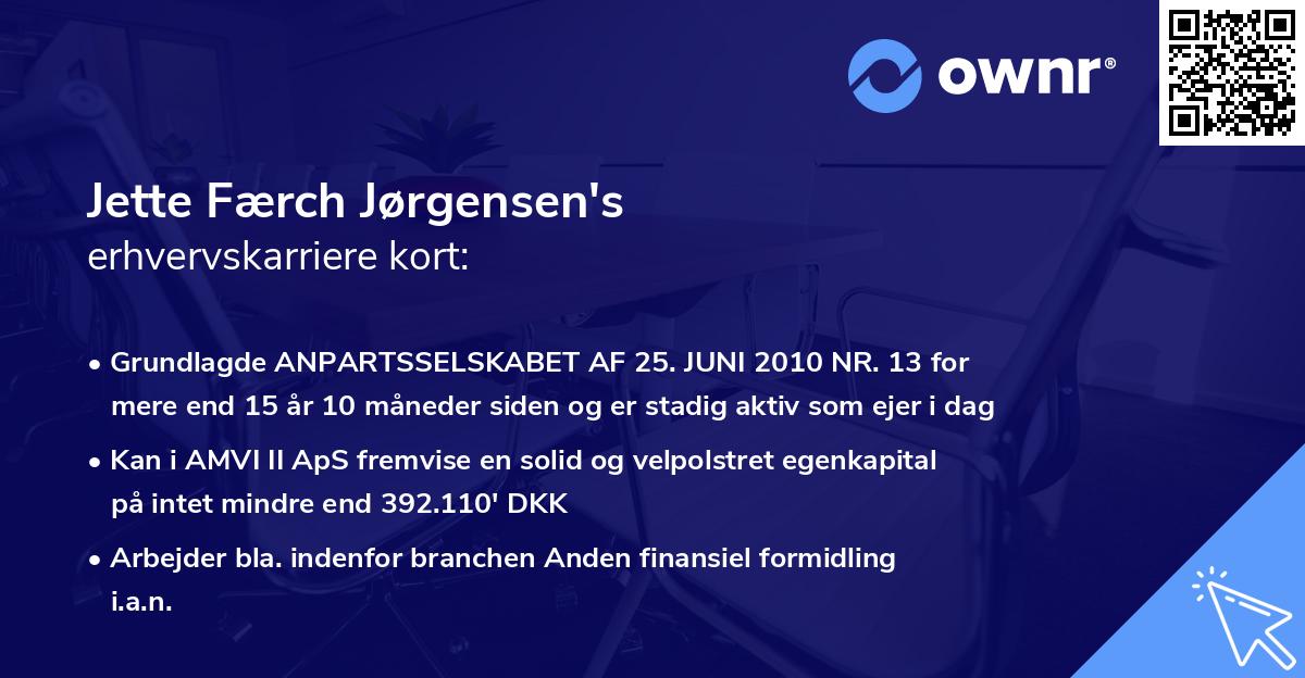 Jette Færch Jørgensen's erhvervskarriere kort