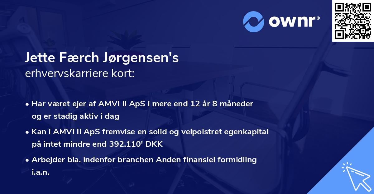 Jette Færch Jørgensen's erhvervskarriere kort