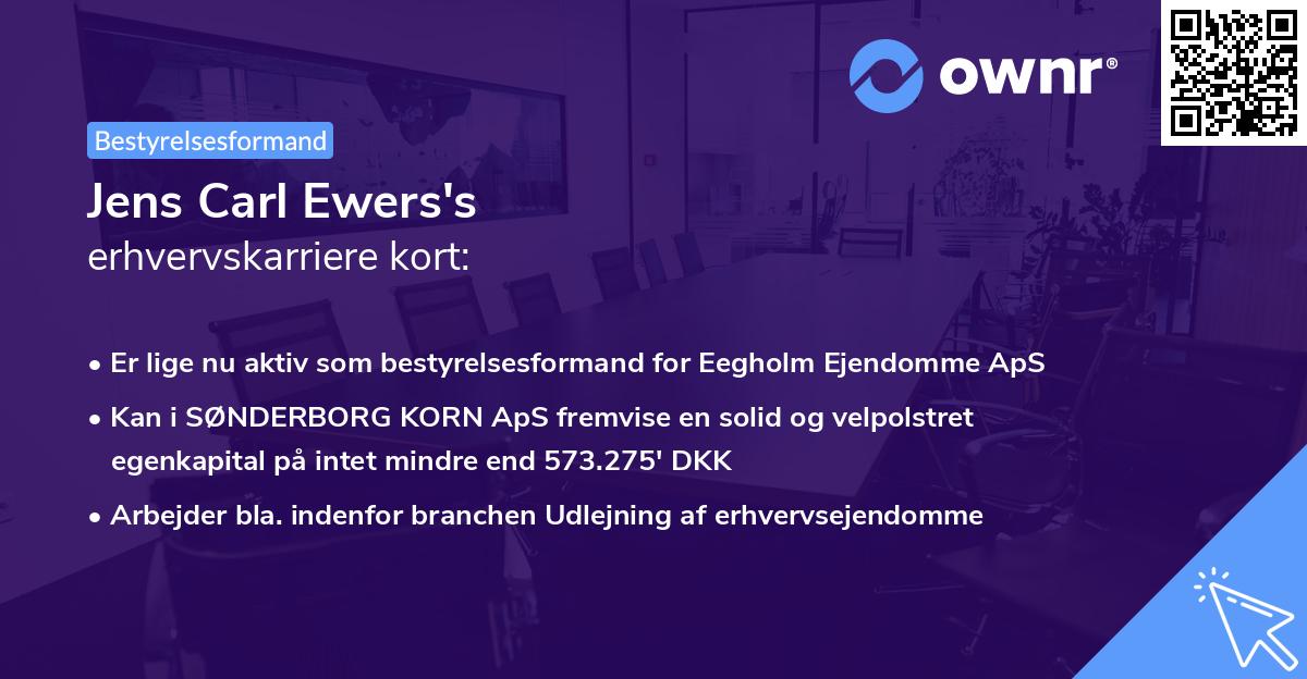 Jens Carl Ewers's erhvervskarriere kort