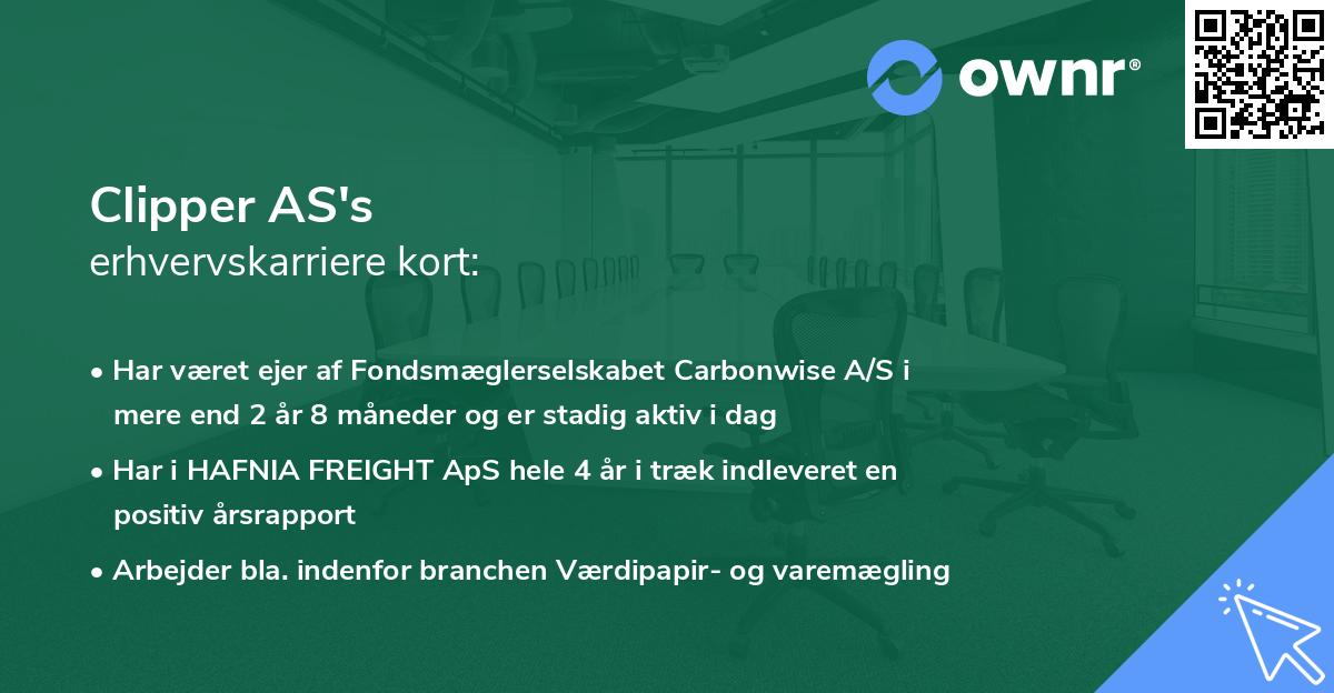 Clipper AS's erhvervskarriere kort