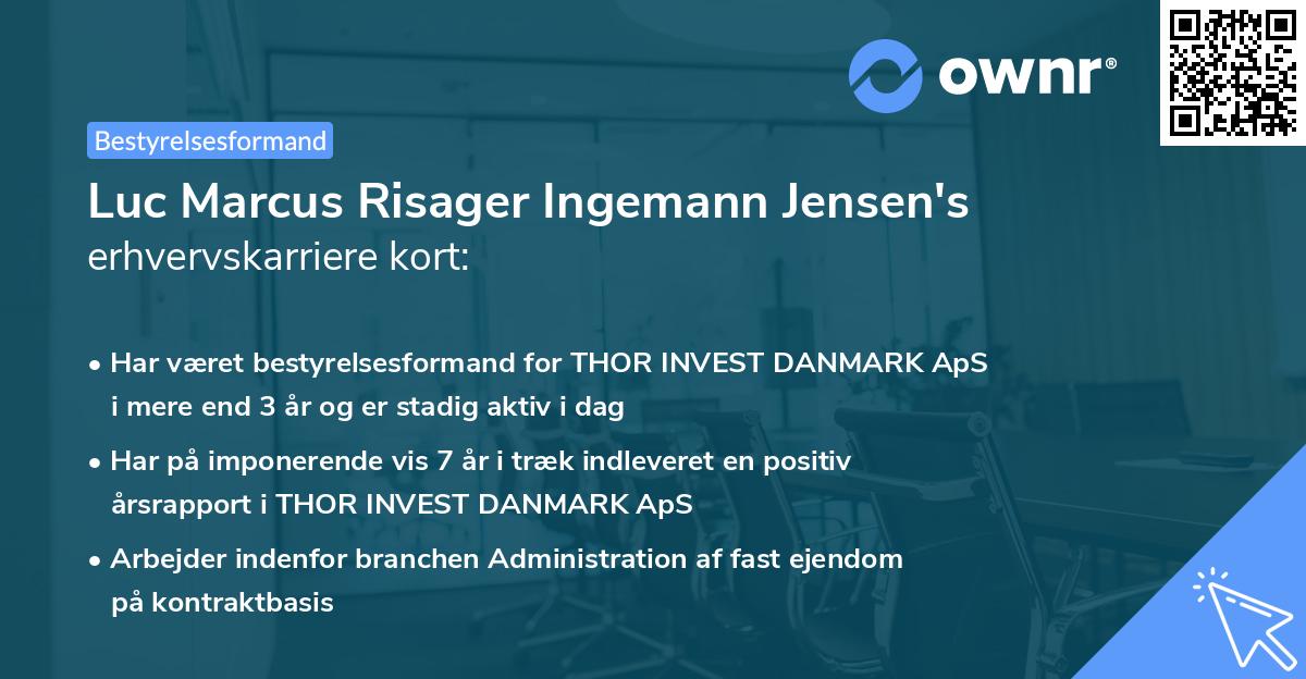 Luc Marcus Risager Ingemann Jensen's erhvervskarriere kort