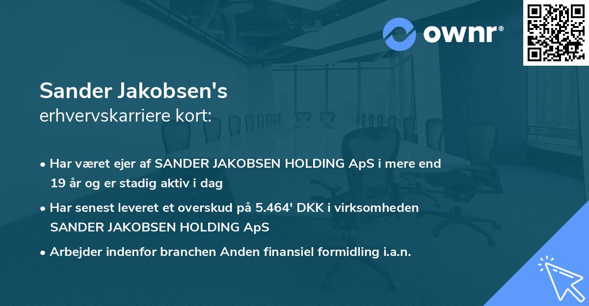 Sander Jakobsen's erhvervskarriere kort
