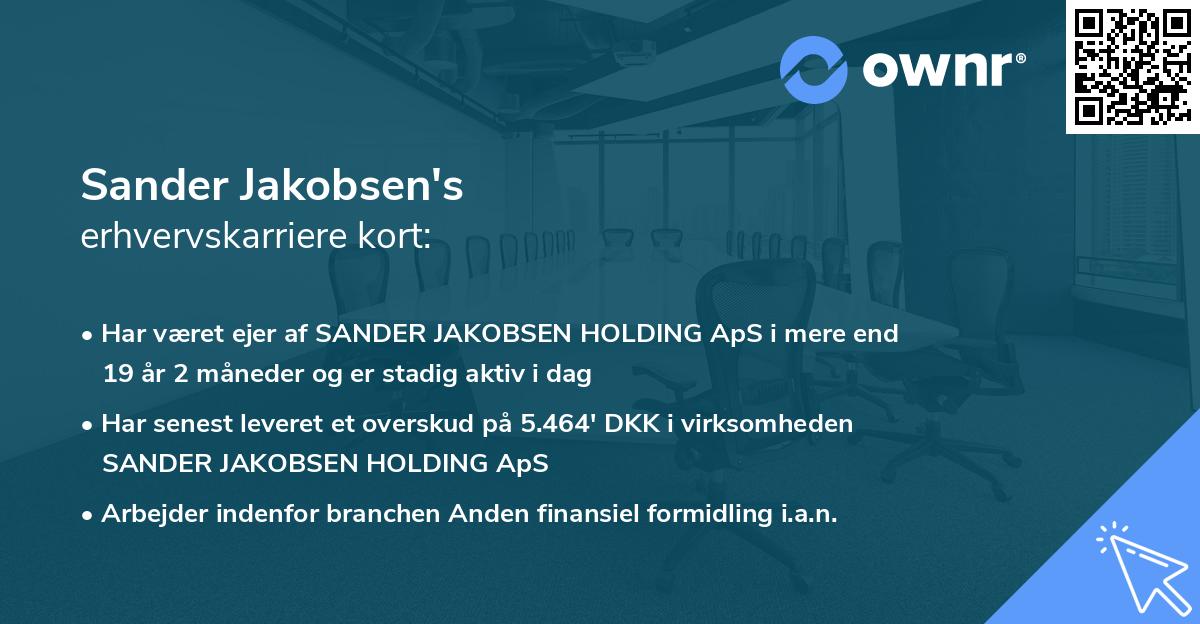 Sander Jakobsen's erhvervskarriere kort