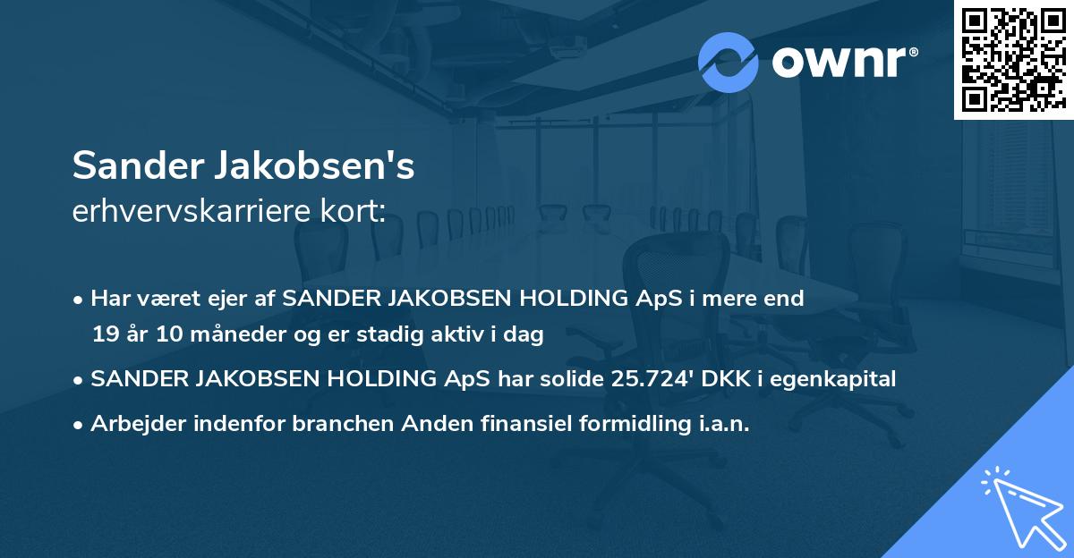 Sander Jakobsen's erhvervskarriere kort