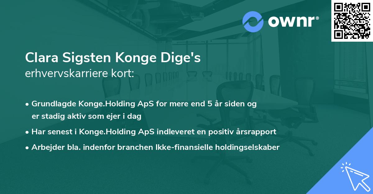 Clara Sigsten Konge Dige's erhvervskarriere kort