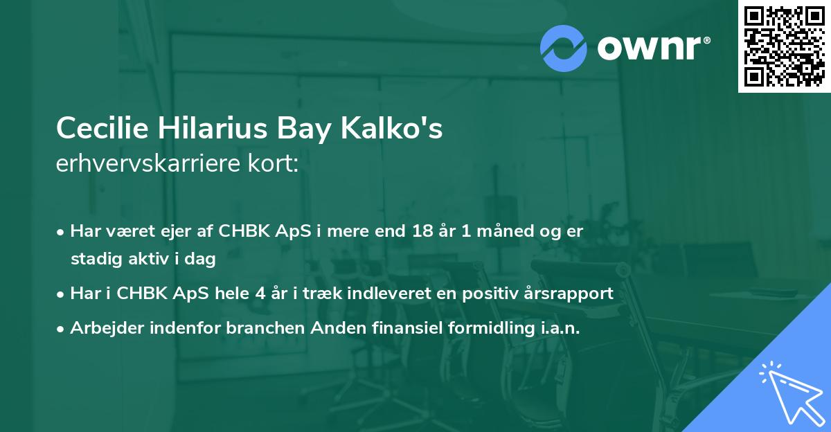 Cecilie Hilarius Bay Kalko's erhvervskarriere kort