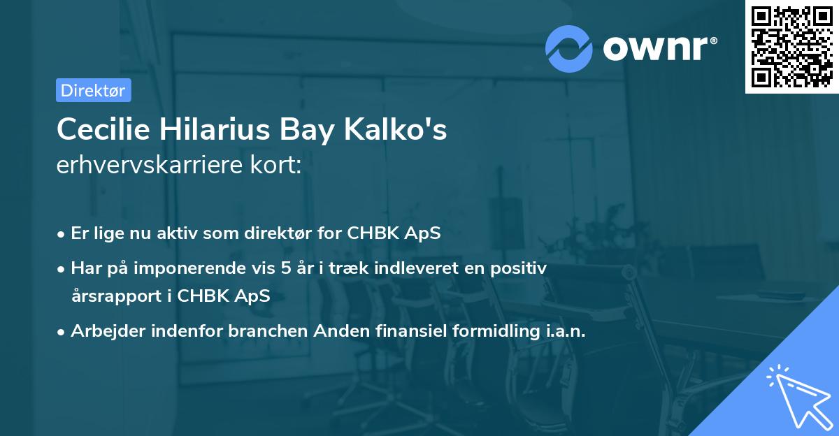 Cecilie Hilarius Bay Kalko's erhvervskarriere kort