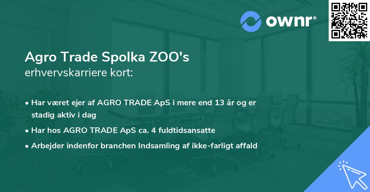 Agro Trade Spolka ZOO's erhvervskarriere kort