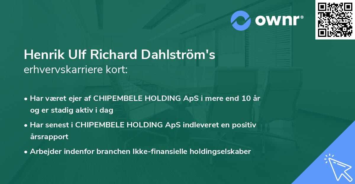 Henrik Ulf Richard Dahlström's erhvervskarriere kort
