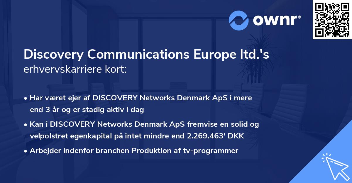 Discovery Communications Europe ltd.'s erhvervskarriere kort